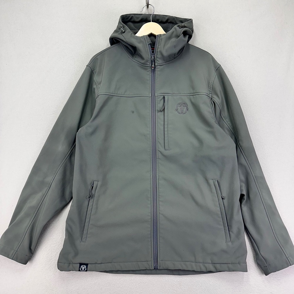 BlackOvis Meridian Soft‎ Shell Jacket Mens XL Grey Performance Hoodie Full-Zip